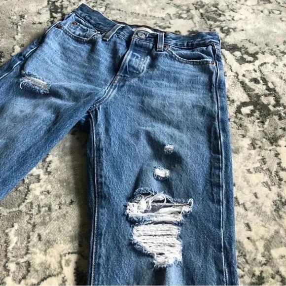 Levi's Distressed BIG E Wedgie Button Fly Skinny Mom Jeans 100% Cotton: 25 - Picture 2 of 12